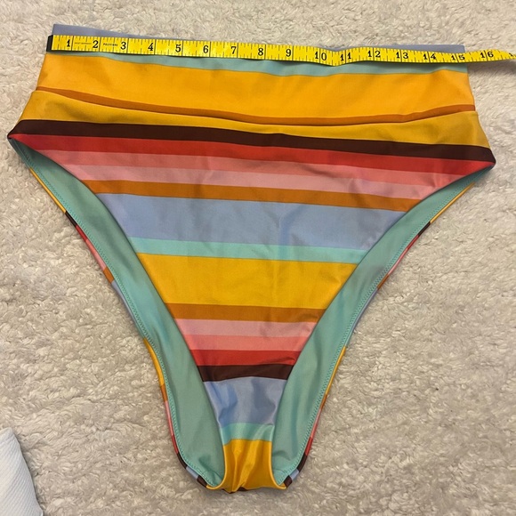 Aerie High Cut Stripe Bikini Bottoms - Picture 2 of 5